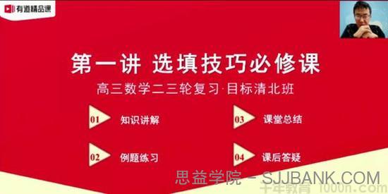 有道精品课-王伟 2021高考数学 二轮清北寒假班