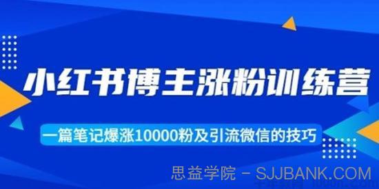 小红书博主涨粉训练营：一篇笔记涨1万粉及引流微信技巧