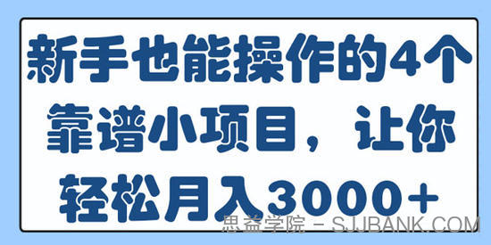 新手也能操作的4个靠谱小项目，让你轻松月入3000+