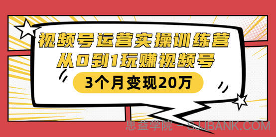 视频号运营实操训练营：从0到1玩赚视频号，3个月变现20万