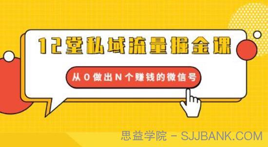 12堂私域流量掘金课：打通私域４大关卡，从０做出Ｎ个赚钱的微信号