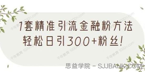 1套精准引流金融粉方法 轻松日引300+粉丝