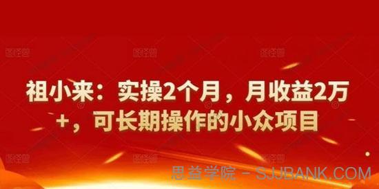 祖小来：可长期操作的小众项目 实操2个月月入2万+