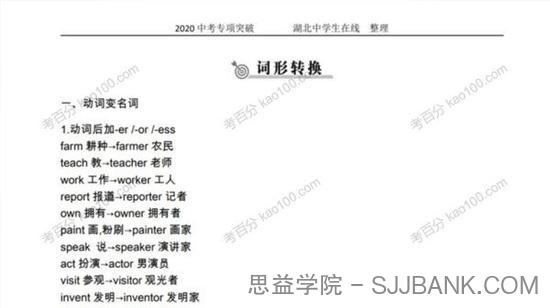 中考英语分版块专项重难点突破