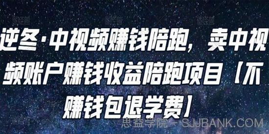 逆冬《中视频赚钱陪跑》卖中视频账户赚钱收益项目