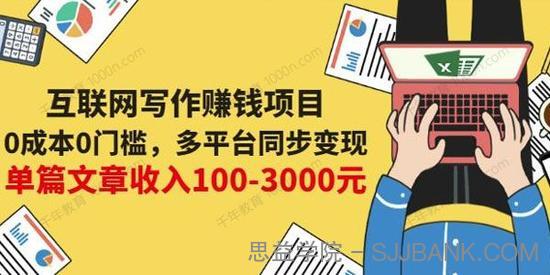 互联网写作赚钱项目：多平台同步变现单篇赚100~3000元