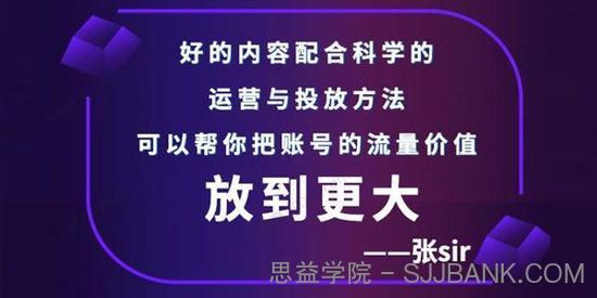 张sir账号流量增长课 告别海王流量让你的流量更精准