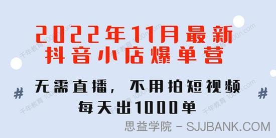 2022年11月最新抖音小店爆单营