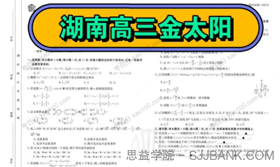 湖南省金太阳2022~2023学年高三上学期质量检测