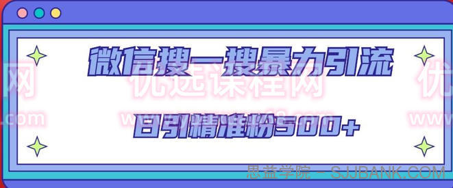 微信搜一搜引流全系列课程，日引精准粉500+（8节课）