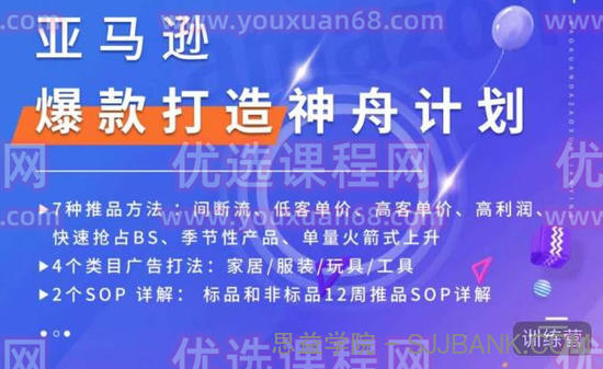 亚马逊爆款打造神舟计划，​7种推品方法，4个类目广告打法，2个SOP详解