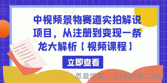 中视频景物赛道实拍解说项目：一条龙大解析视频课